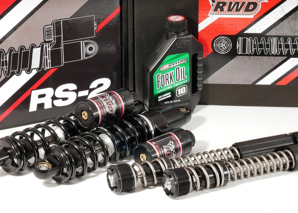 RWD V-Twin RS-2 Dyna Performance Package – RS-2 rear shocks, RS-1F front cartridges and fork oil for 2006-2017 Harley Davidson Dyna