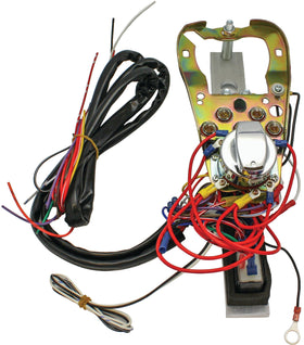 400909 wiring harness kit for '84-'95 Harley-Davidson Fat-Bob two-piece tanks with chrome ignition switch, cast dash plate, five-bulb sockets and color-coded wires