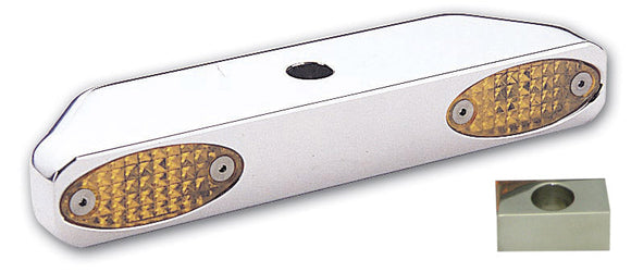 401730 Millennium chrome billet-aluminum turn signal bar for Harley-Davidson Narrow Glide FL/FX/XL with two elliptical amber lenses