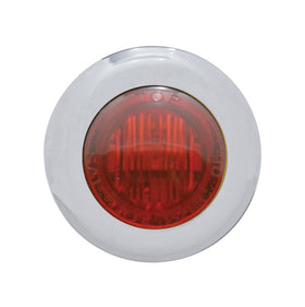 3 red LED mini marker light with clear lens, stainless steel bezel, dual-function, 1-1/8 in