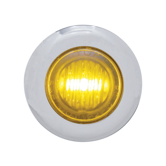 1-1/8" dual-function mini marker light with clear lens, 3 amber LEDs, stainless steel bezel