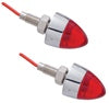 Pair of Bullet Mini Marker Lights with chrome bezel and red lens, single white LED each, 6mm stud mount