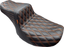 LE PERA Tailwhip Seat - Burnt Orange Double Diamond Stitch - FLH/FLT '23-'25 LV-587DD-OB4