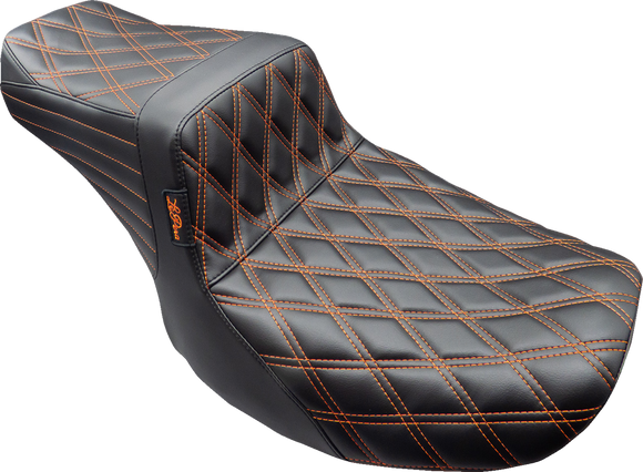 LE PERA Tailwhip Seat - Burnt Orange Double Diamond Stitch - FLH/FLT '23-'25 LV-587DD-OB4