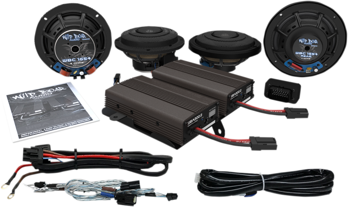 Wild Boar Front and Rear Speaker Kit with 600-Watt Amp for Electra Glide CVO