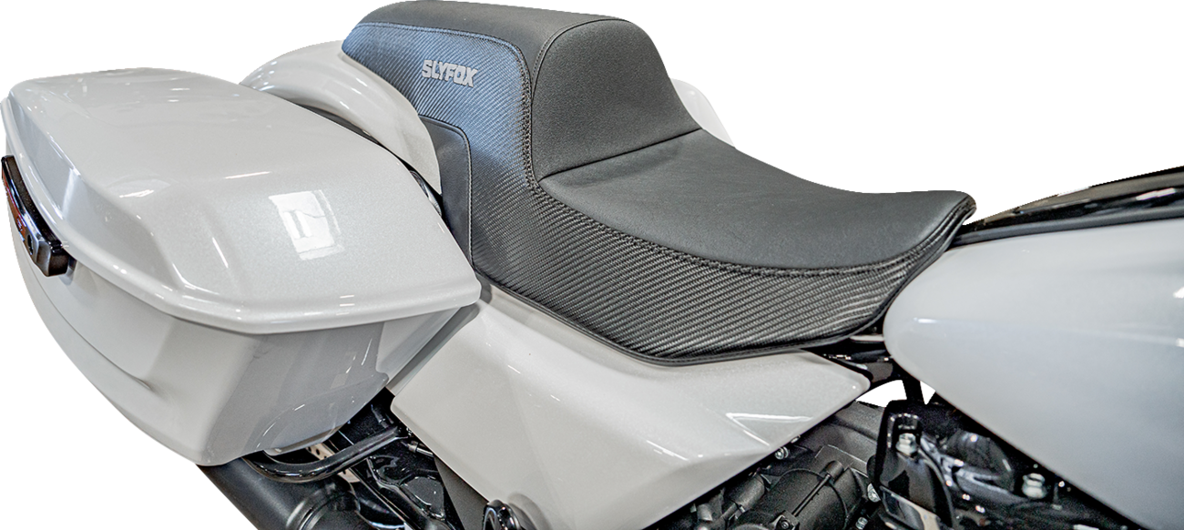 SLYFOX Drifter Tour Seat - Vinyl w/ Slipstop - Gray Logo - FL '23-'24 4685B-Slyfox