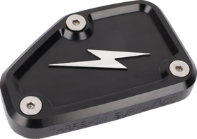 THRASHIN SUPPLY CO. Master Cylinder Cover - Brake - Front - Black/Twice-Cut TSC-3178-4