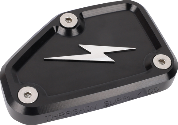THRASHIN SUPPLY CO. Master Cylinder Cover - Brake - Front - Black/Twice-Cut TSC-3178-4