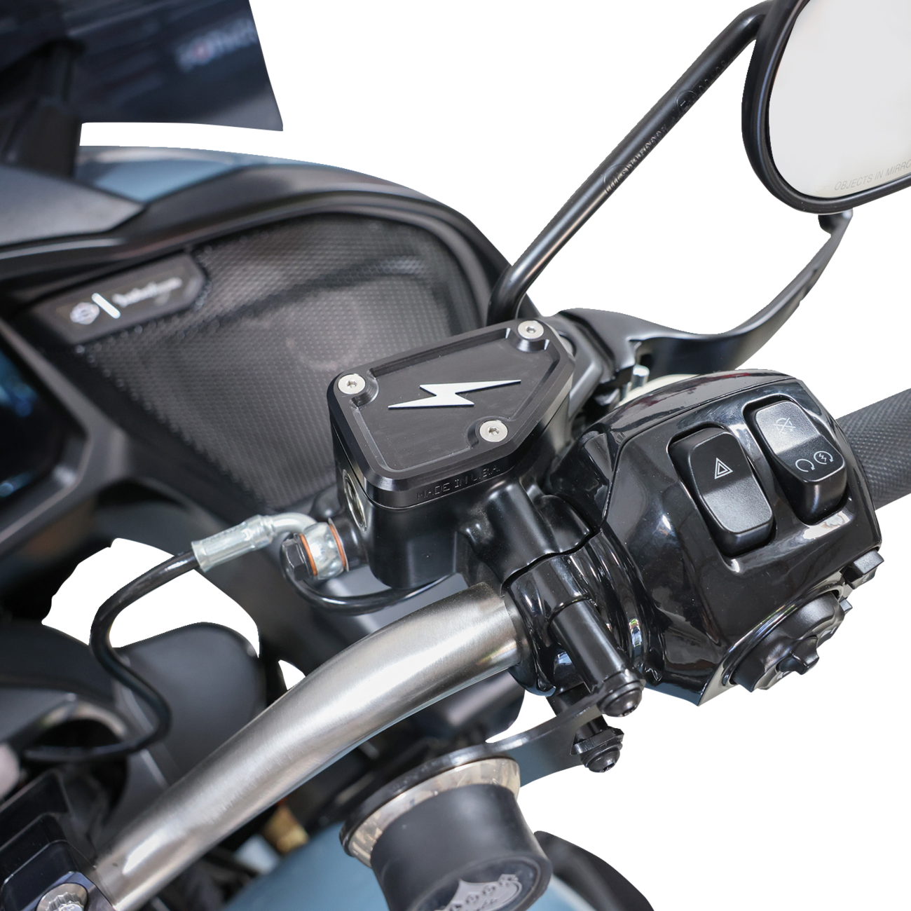 THRASHIN SUPPLY CO. Master Cylinder Cover - Brake - Front - Black/Twice-Cut TSC-3178-4