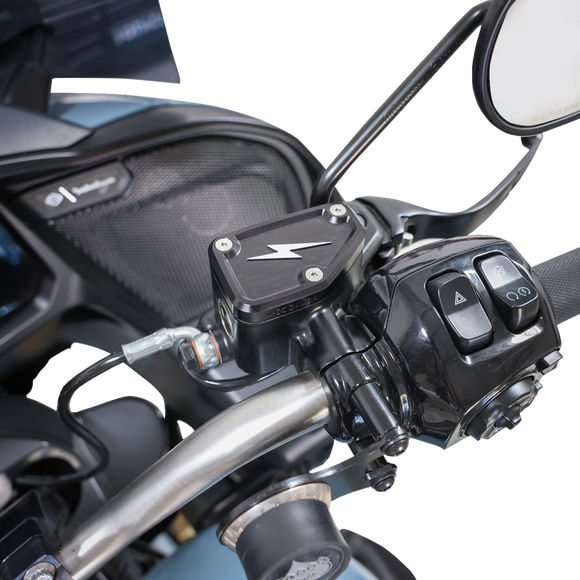 THRASHIN SUPPLY CO. Master Cylinder Cover - Brake - Front - Black/Twice-Cut TSC-3178-4