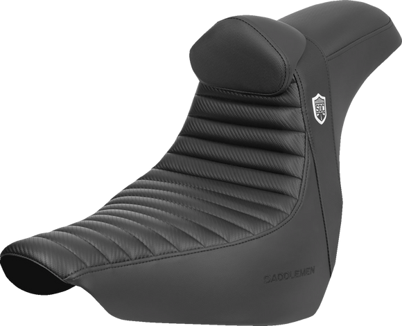 SADDLEMEN Pro Series SDC Performance Seat - w/ Backrest - Tuck-n-Roll/Carbon Fiber - Gripper - FLSB/FX '18-'24 SC81829TB