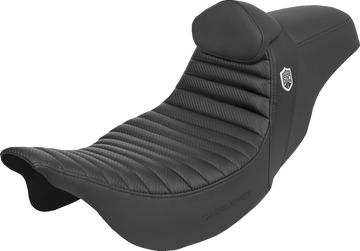 SADDLEMEN Pro Series SDC Performance Seat - w/ Backrest - Tuck-n-Roll/Carbon Fiber - Gripper - FLH/FLT '08-'23 SC80807TB