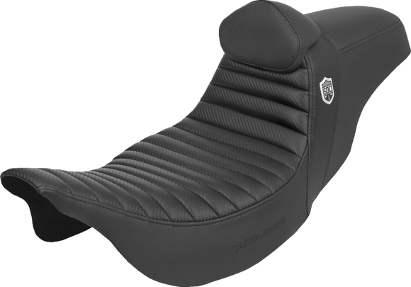 SADDLEMEN Pro Series SDC Performance Seat - w/ Backrest - Tuck-n-Roll/Carbon Fiber - Gripper - FLH/FLT '08-'23 SC80807TB