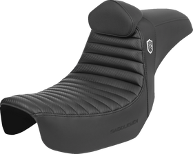 SADDLEMEN Pro Series SDC Performance Seat - w/ Backrest - Tuck-n-Roll/Carbon Fiber - Gripper - Dyna '06-'17 SC80604TB
