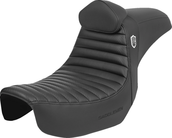 SADDLEMEN Pro Series SDC Performance Seat - w/ Backrest - Tuck-n-Roll/Carbon Fiber - Gripper - Dyna '06-'17 SC80604TB