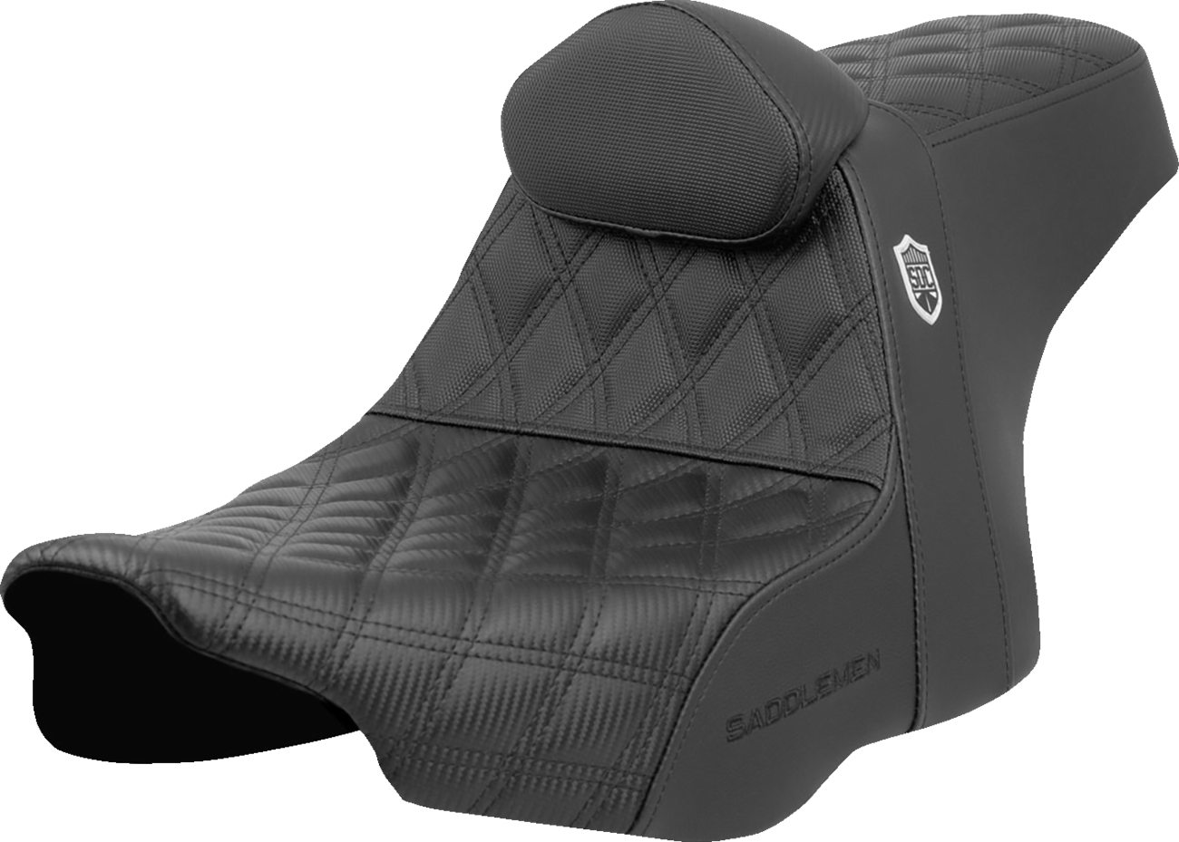 SADDLEMEN Pro Series SDC Performance Seat - Lattice Stitch - Gripper - w/ Backrest - FLH/FLT '23-'24 SC82307DB0