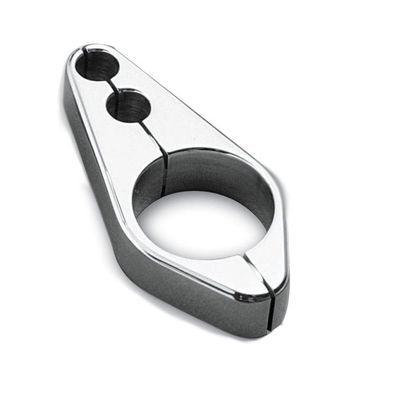 Chrome billet aluminum 2-hole throttle cable clamp for 1-1/2-inch handlebars