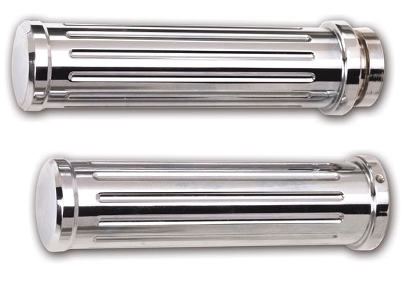 Pro-One #500560 ball-milled chrome billet aluminum motorcycle grips (pair) for Harley-Davidson