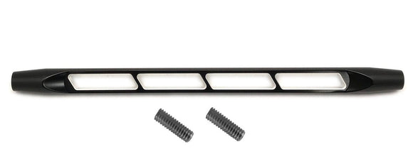 Black billet aluminum cut-out shift linkage 9-3/16 in with two 5/16 in threaded studs for Harley-Davidson Softail and Touring models