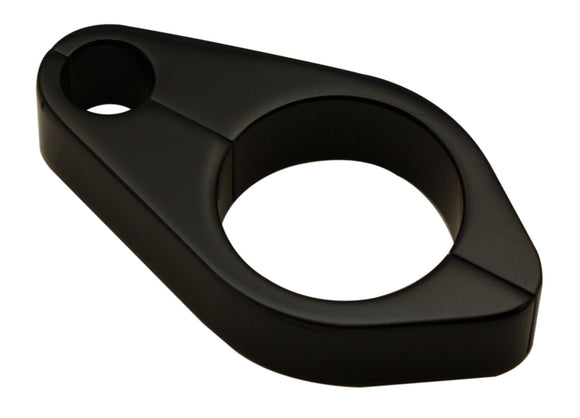 Black anodized billet aluminum clutch cable clamp for 1-1/2-inch frame (500570B)