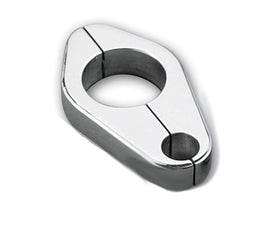 Chrome billet aluminum throttle cable clamp, single-hole 1-inch handlebar mount
