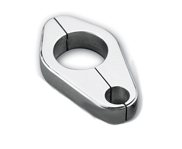 Chrome billet aluminum throttle cable clamp, single-hole 1-inch handlebar mount