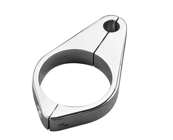 Chrome billet aluminum speedo cable clamp for 41mm Harley‑Davidson fork tube (#500700)