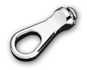 Chrome-plated billet speedo cable guide — universal fender mount, machined aluminum