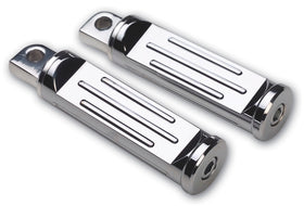 Pair of Pro-One billet adjustable chrome-plated motorcycle foot pegs for Harley-Davidson, 5-3/4-inch