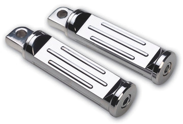 Pair of Pro-One billet adjustable chrome-plated motorcycle foot pegs for Harley-Davidson, 5-3/4-inch