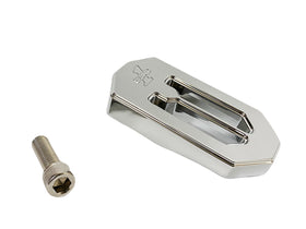 Chrome Touring brake peg (CNC machined billet aluminum, 3 in x 1.5 in) with 5/16 x 24 replacement mounting bolt