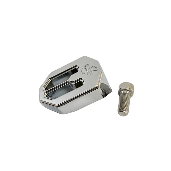 Chrome touring shift peg (CNC billet 6061 aluminum), 1.75 x 1 in, with 5/16-24 x 1 in replacement bolt, fits Harley‑Davidson models — Part #500748