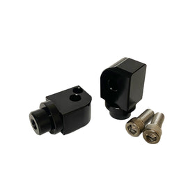 Black billet aluminum M8 Softail passenger peg clevis adapter for Pro-One Moto & BMX foot pegs with two mounting bolts