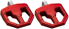Pro Peg Series BMX V1 red anodized billet aluminum motorcycle foot pegs, pair with traction pins, fits 84+ FXR/Dyna/Sportster