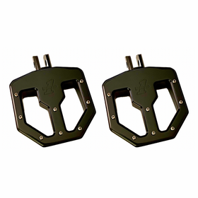 Pair of black CNC‑machined 6061 billet Pro Peg Series BMX V2 foot pegs with BMX traction pins, M8 Softail rider position fit (2018–current)