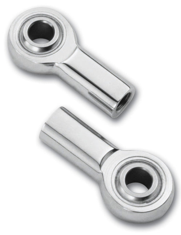 Pair of polished stainless steel rod ends, 5/16-24 female thread, for shift linkage