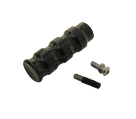Smooth black anodized billet aluminum shift peg (#502020B) with mounting hardware for Harley‑Davidson motorcycles