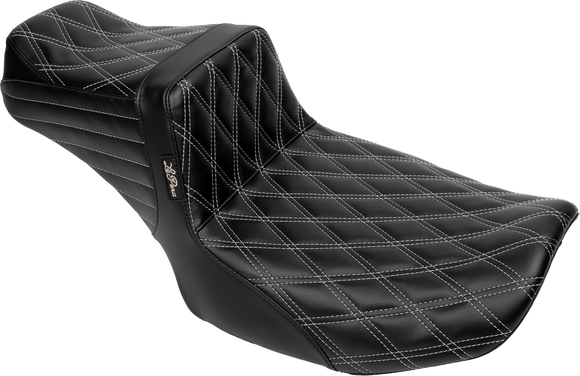 LE PERA Tailwhip Daddy Long Legs Seat - Gray Double Diamond Stitch - FLH/FLT '23-'25 LV-587DLDD-GY01