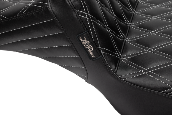 LE PERA Tailwhip Daddy Long Legs Seat - Gray Double Diamond Stitch - FLH/FLT '23-'25 LV-587DLDD-GY01