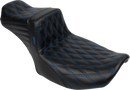 LE PERA Tailwhip Daddy Long Legs Seat - Blue Double Diamond Stitch - FLH/FLT '23-'25 LV-587DLDD-BE01