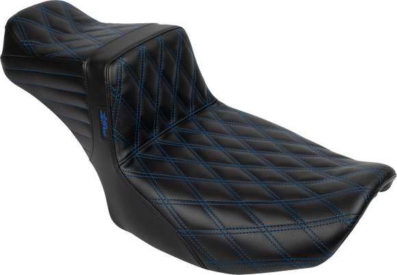 LE PERA Tailwhip Daddy Long Legs Seat - Blue Double Diamond Stitch - FLH/FLT '23-'25 LV-587DLDD-BE01