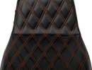 LE PERA Tailwhip Daddy Long Legs Seat - Burnt Orange Double Diamond Stitch - FLH/FLT '23-'25 LV-587DLDD-OB4