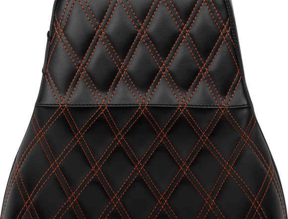 LE PERA Tailwhip Daddy Long Legs Seat - Burnt Orange Double Diamond Stitch - FLH/FLT '23-'25 LV-587DLDD-OB4