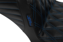 LE PERA Tailwhip Daddy Long Legs Seat - Blue Double Diamond Stitch - FLH/FLT '23-'25 LV-587DLDD-BE01