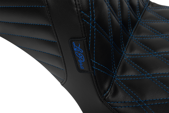 LE PERA Tailwhip Daddy Long Legs Seat - Blue Double Diamond Stitch - FLH/FLT '23-'25 LV-587DLDD-BE01