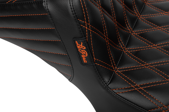 LE PERA Tailwhip Daddy Long Legs Seat - Burnt Orange Double Diamond Stitch - FLH/FLT '23-'25 LV-587DLDD-OB4