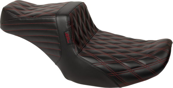 LE PERA Tailwhip Seat - Red Double Diamond Stitch - FLH/FLT '23-'25 LV-587DD-R01