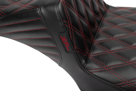 LE PERA Tailwhip Daddy Long Legs Seat - Red Double Diamond Stitch - FLH/FLT '23-'25 LV-587DLDD-R01