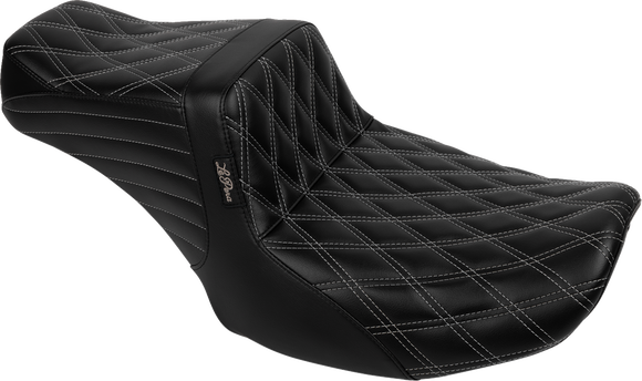 LE PERA Tailwhip Seat - Bright Gray Double Diamond Stitch - FLH/FLT '23-'25 LV-587DD-GY01