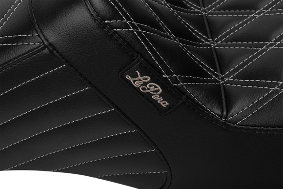 LE PERA Tailwhip Seat - Bright Gray Double Diamond Stitch - FLH/FLT '23-'25 LV-587DD-GY01